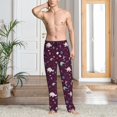 thumbnail image 5 of Uemuo Space Dinosaur Pattern Men's Wide Leg Palazzo Lounge Pants with Pockets Light Weight Loose Comfy Casual Pajama Pants-Small, 5 of 9