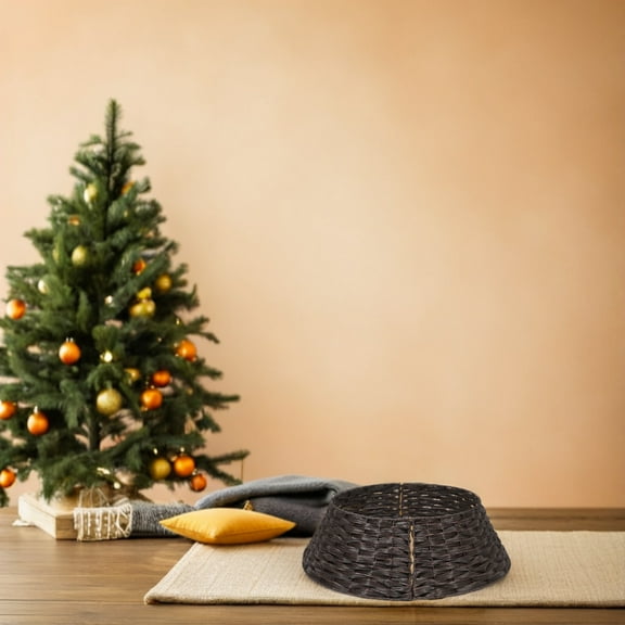 Uonlytech Christmas Tree Skirt Coffee Plastic Tree Collar for Party Use Indoor and Outdoor Christmas Decor