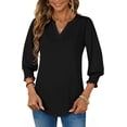 thumbnail image 3 of UVN Summer V Neck Womens Blouses Dressy Casual 3/4 Sleeve Shirts Ladies Tunic Tops, 3 of 10