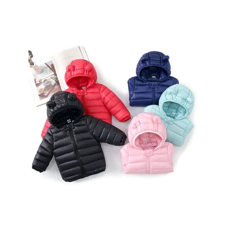Baby / Toddler Stylish 3D Ear Print Solid Hooded Down Coat