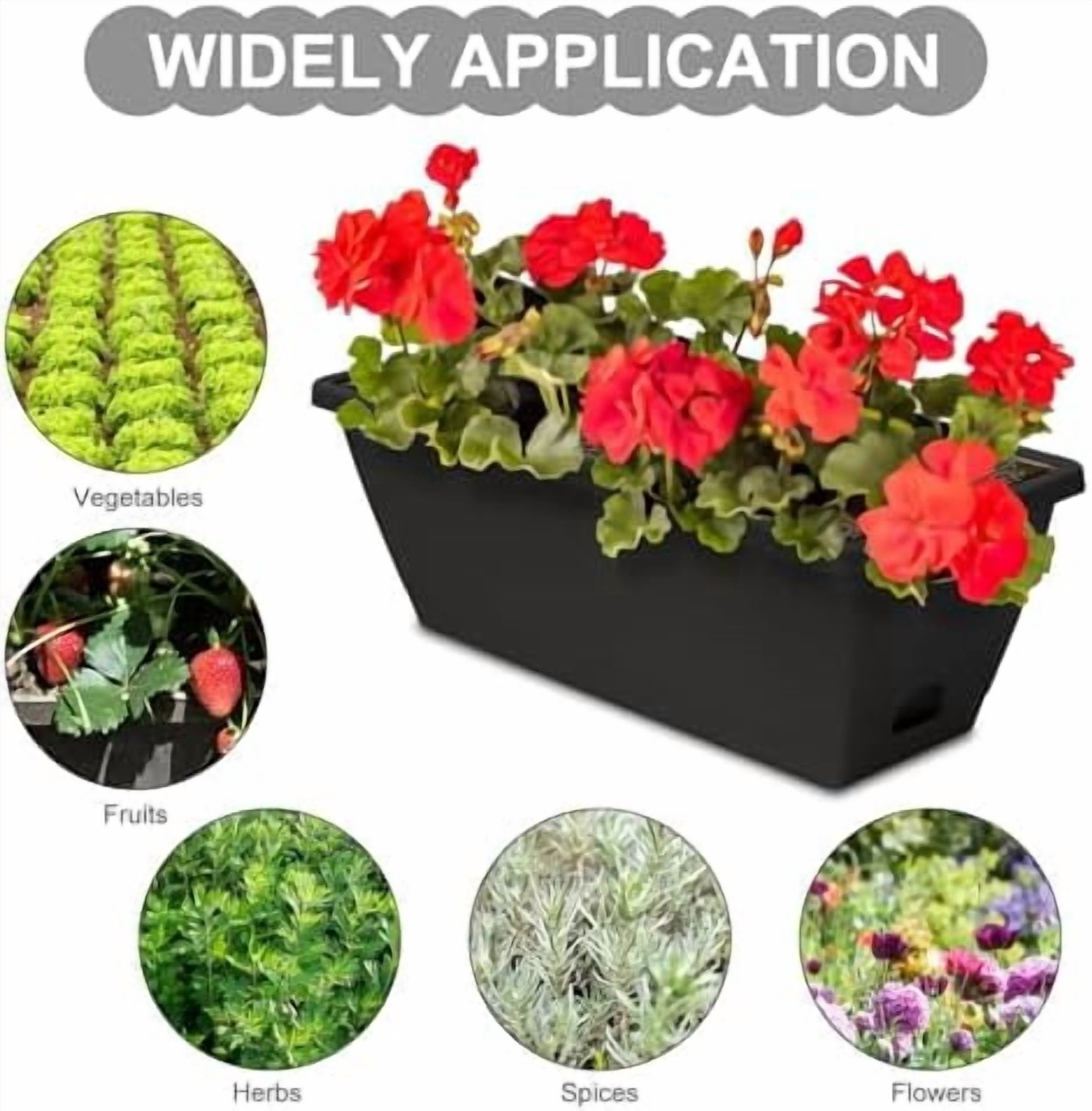 Window Box Planter, 6 Packs 17 Inches Rectangle Planters Box with Drainage Holes and Trays, Vegetable Planters for Windowsill Patio Garden Home Decor Porch Yard Dark Gray