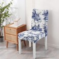 thumbnail image 4 of Set of 4 Retro Botanical Dining Chair Covers Lovely Peony and Bee Pattern Washable Polyester Stretch Slipcovers Removable Protector for Rustic Kitchen, 4 of 7