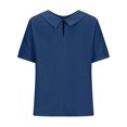 thumbnail image 5 of VgaVtl Women Blouses Casual Short Sleeve Cotton Linen Tops Women Cute Loose Solid Color Everyday Minimalist Tops,Blue M, 5 of 6