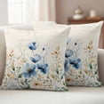 thumbnail image 2 of Blue Spring Floral Outdoor Pillow Covers 20x20 Set of 2, Waterproof Patio Throw Pillowcase Protectors, Summer Botanical Vintage Square Decorative Pillow Shams Cushion Covers for Seat Bed Couch Sofa, 2 of 8