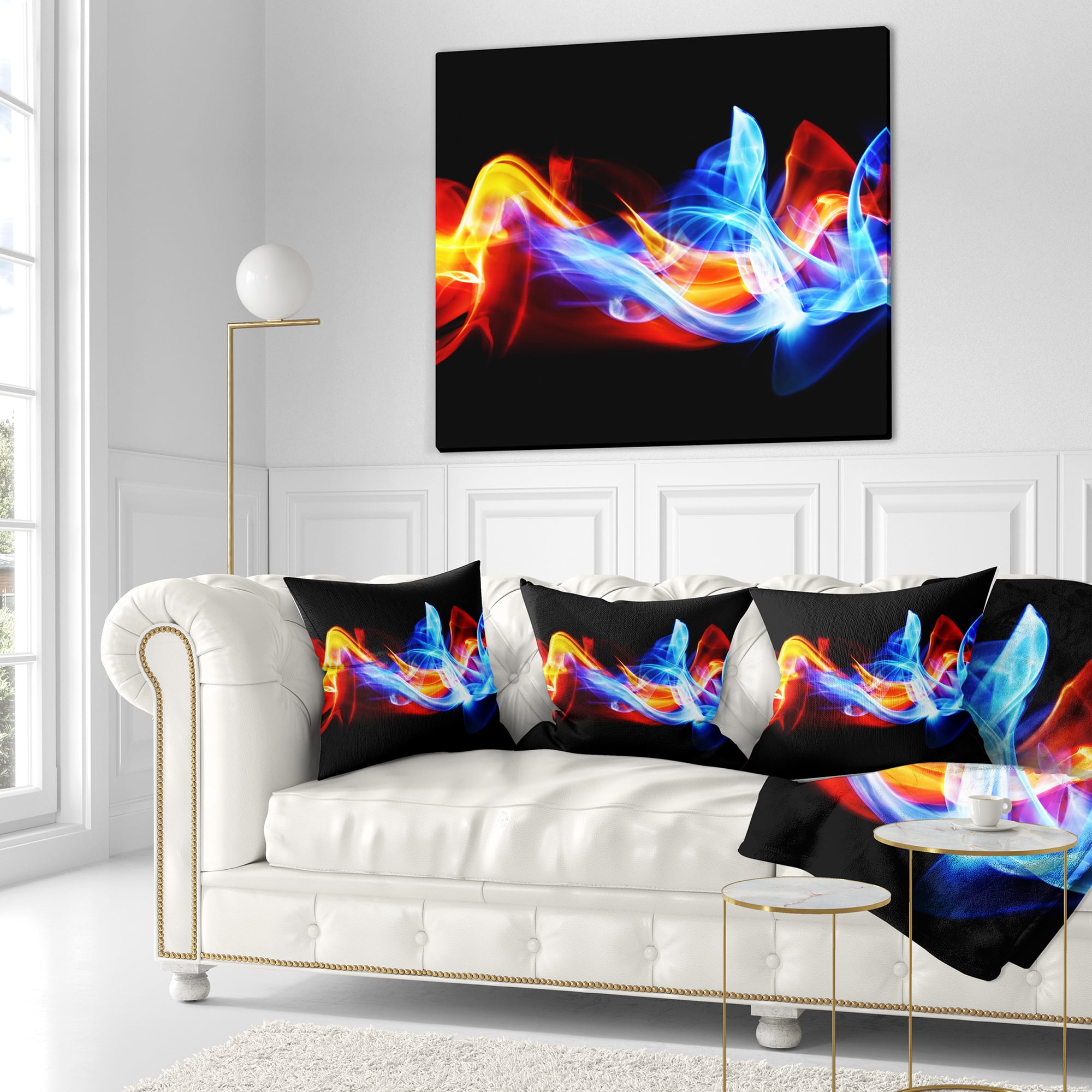 Designart Fire and Ice - Abstract Throw Pillow - 18x18