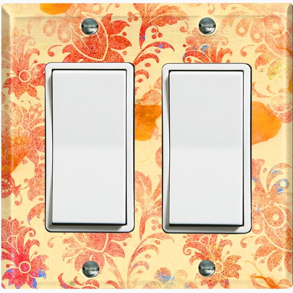 Metal Light Switch Plate Outlet Cover (Floral Yellow Wallpaper FLW002)