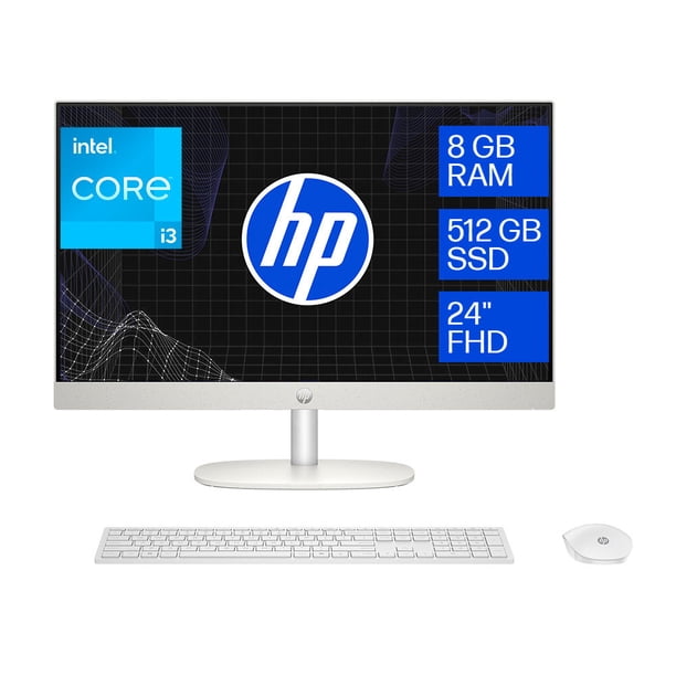 All in One HP 24-cr0330la Intel Core i3 8 nucleos 8GB RAM 512GB SSD blanco