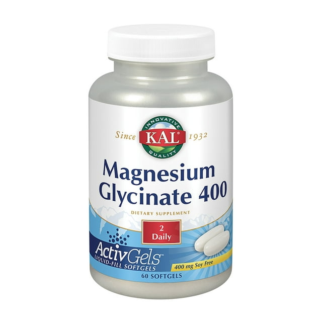 KAL Magnesium Glycinate 400 ActivGels | For Relaxation and Healthy Muscle Function | 30 Servings, 60 Softgels