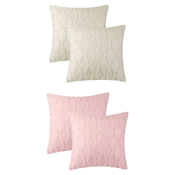 NOMADIC NOOK Set of 4 Short Plush Sofa Throw Pillow Covers Home Decor Apricot/Light Pink 18" x 18"