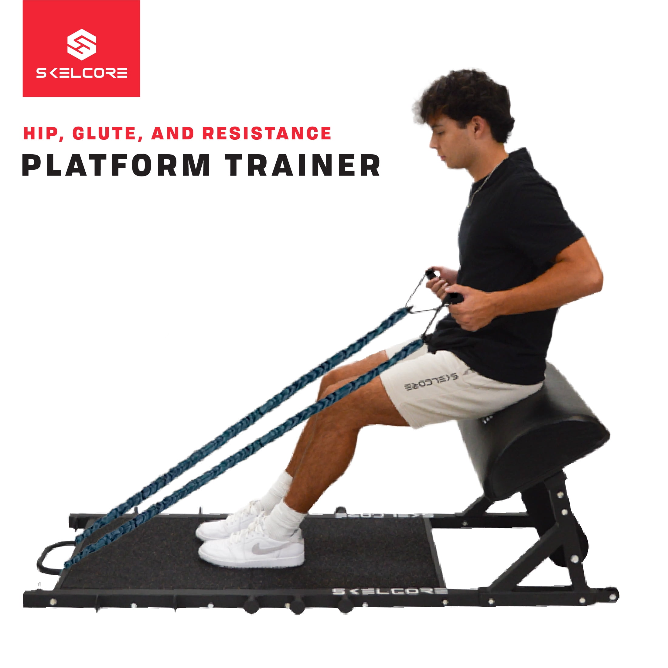 Skelcore Platform Trainer, Full Body Home Gym System, Weights or Bands, Black