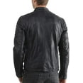 thumbnail image 3 of Mens Sheepskin Real Leather Jacket Zipper Biker Moto Slim Fit Jacket MJF060, 3 of 4