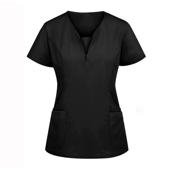 Resivox Scrubs for Women Set Plus Size Nursing Scrubs Petite V-Neck Yoga Scrub Pants and Tops Medical Scrubs Scrub Joggers Scrub Sets Black XL