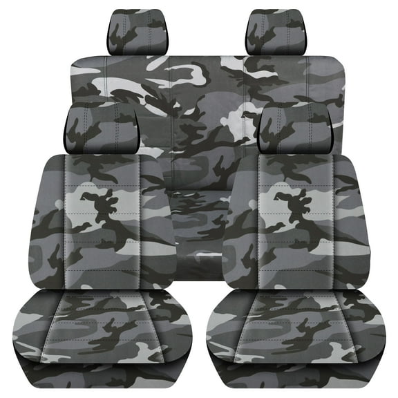T272-Designcovers Fits 2011-2018 Jeep Wrangler JK 2door Seat Covers: Gray Camouflage - Full Set