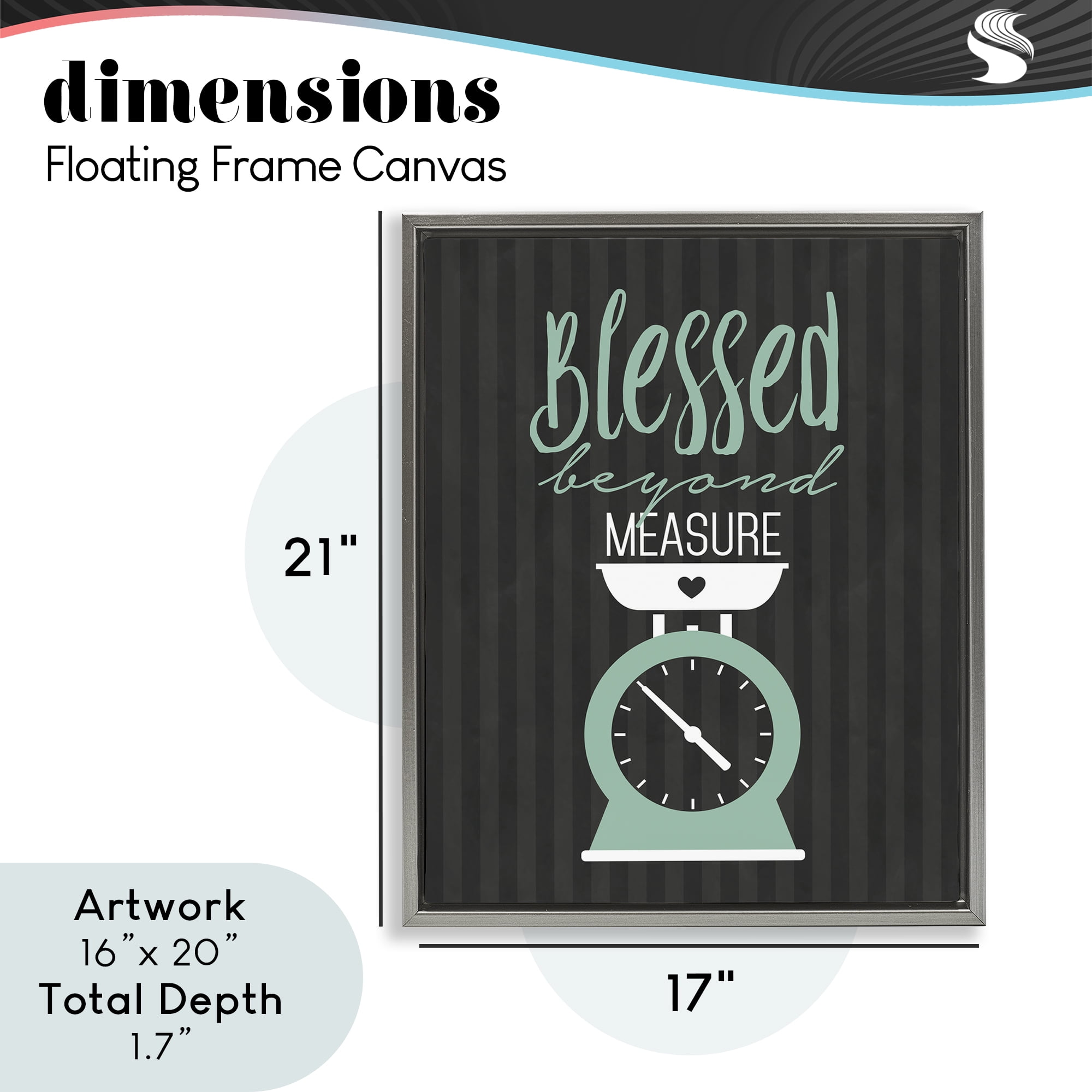 Blessed Beyond Measure Scale Gray Framed Floater Canvas Wall Art, design by Lettered and Lined