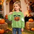 thumbnail image 5 of Qzwdhjm Girls Halloween Sweatshirt Cute Ghost Printed Crewneck Sweatshirts Long Sleeve Fleece Lined Pullover Tops for Halloween Party 2-15Y, 5 of 9