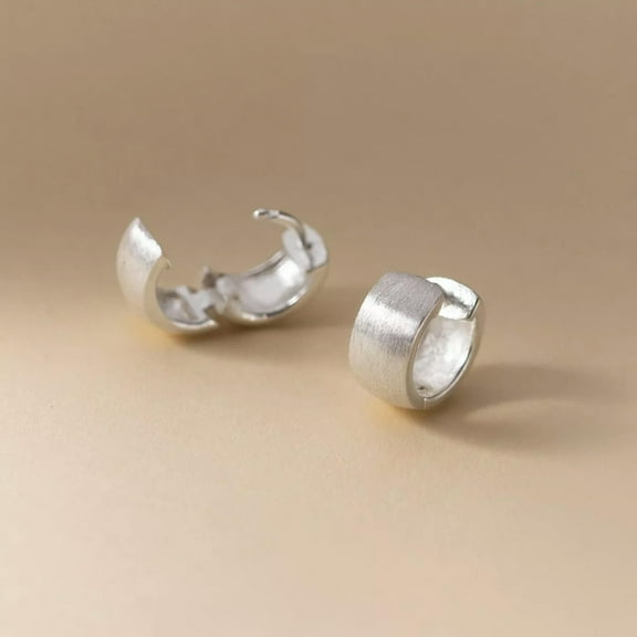 EOEMY 925 Sterling Silver Round Womens Mens Sterling Silver Hoop Sleeper Huggie