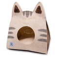 thumbnail image 1 of Touchcat PB70BRLG Lit Pliant pour Chat avec Oreilles de Chaton et Jouet, Marron - Taille Unique, 1 of 1