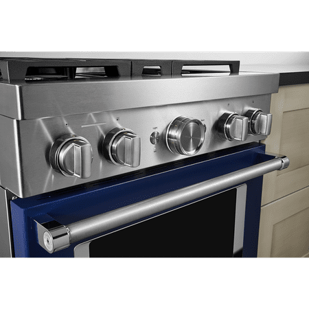 KitchenAid - 4.1 Cu. Ft. Freestanding Dual Fuel True Convection Range with Self-Cleaning - Ink blue