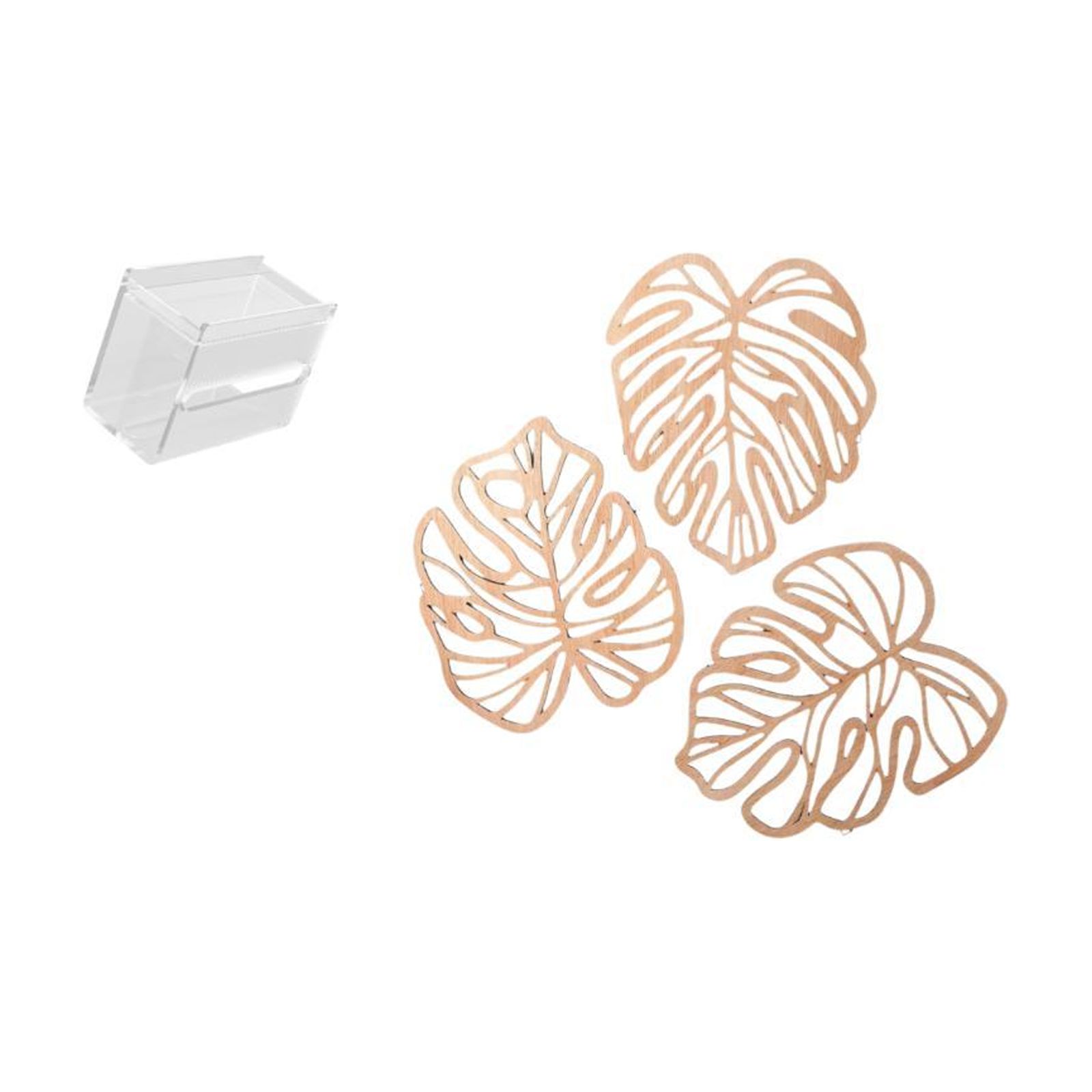 Fiocias Tissue Case Wall Mounted Toilet Paper Storage Box Acrylic Toilet Tissue Towel Holder Palm Leaves Wood Wall Decor for Bedrooms Kitchens Bathrooms