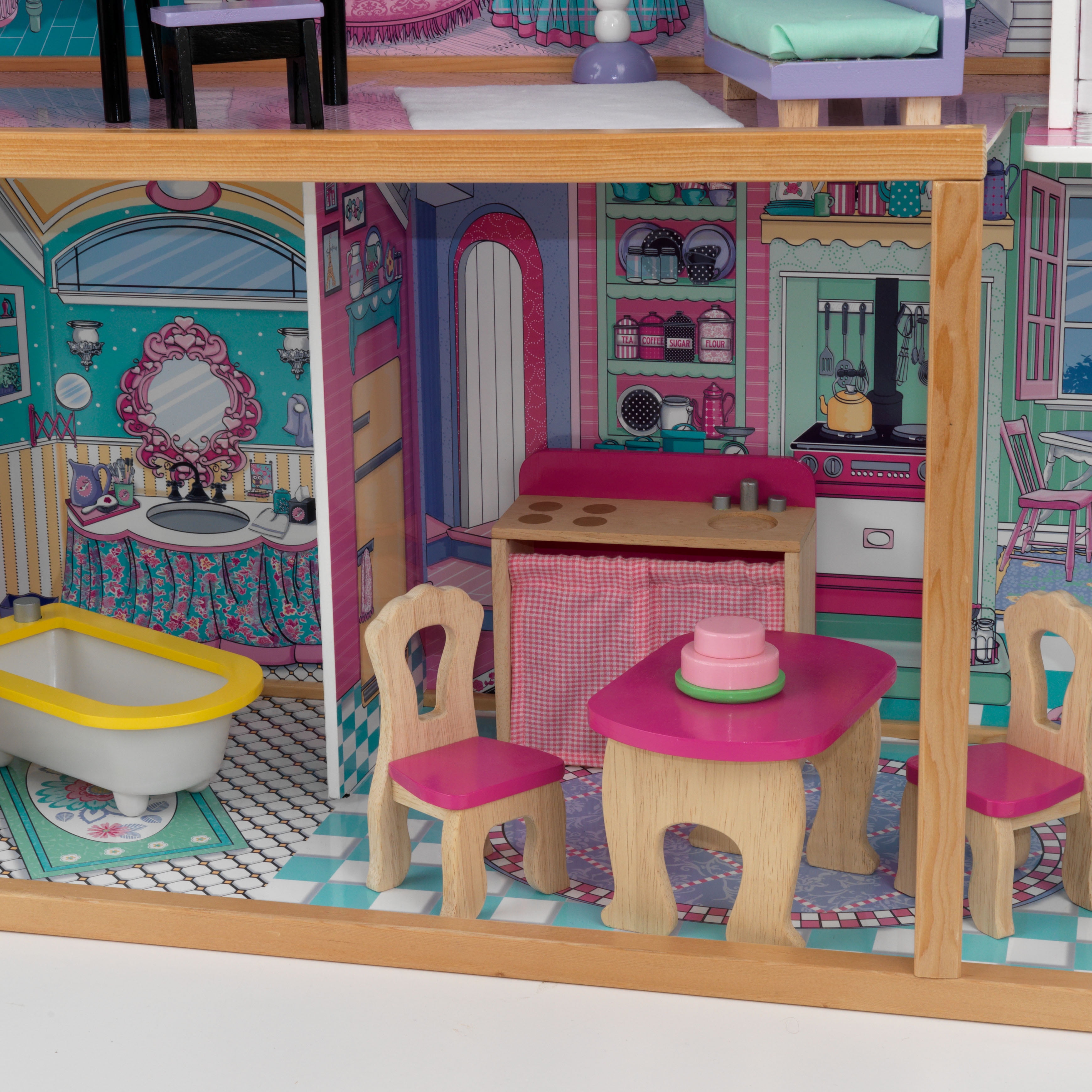 KidKraft Annabelle Dreamy Barbie Wooden Dollhouse with Elevator 17 Accessories Walmart