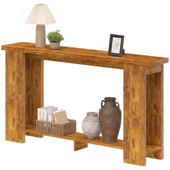Farmhouse Console Table, 63" Narrow Entryway Table with Thickened Tabletop for Living Room, Hallway