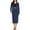 002 Dark Blue, variant on Women's 2 Piece Midi Skirt Sets Solid Color Business Casual Outfits Long Sleeve Cardigan Matching Dressy Suits