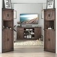 thumbnail image 4 of ChVans Farmhouse 68" Tall Corner Cabinet w/4 Barn Doors, 5 Tier Bookcase Storage Cabinet with Adjustable Shelves, Corner Storage Cabinet for Bathroom,Living Room,Kitchen, Brown, 4 of 10