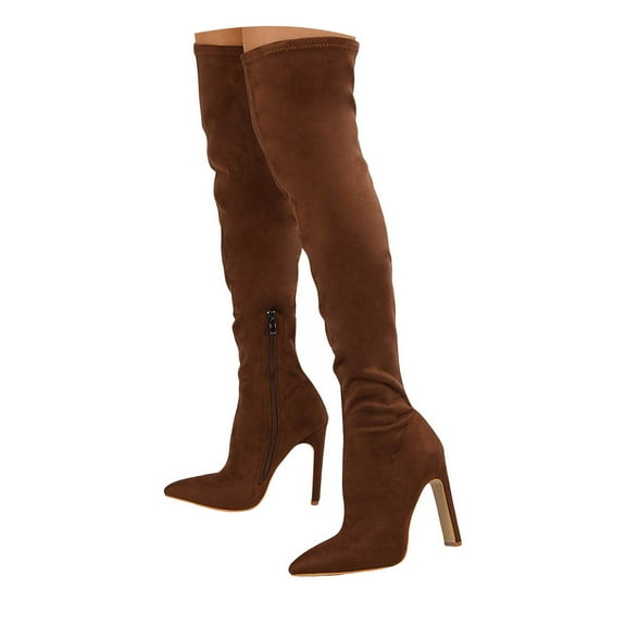 Dakaela Thigh High Over the Knee Boots for Women Sexy Stilettos High Heels Stretch Suede Long Tall Boot