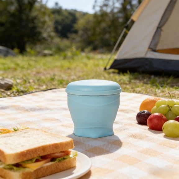 Collapsible Silicone Travel Cup | Portable Folding Drinking Cup for Camping Hiking Backpacking | 180ml Capacity with Dustproof Lid and Hanging Loop | Hot and Cold Water | Space Saving Commuter Cup