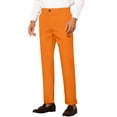 thumbnail image 4 of INSPIRE CHIC Men's Slim Fit Trousers Flat Front Solid Color Business Pants 30 Orange, 4 of 7