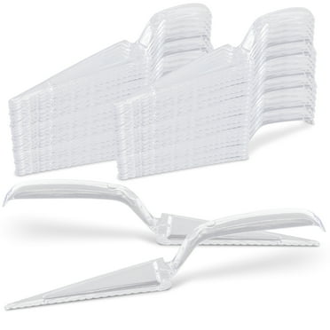 [60 Pack] 10 Inch Plastic Pie Server - Clear Disposable Cake Servers and Cutter Utensil,Heavy Duty Spatula for Serving Platter,Cutting Dessert,Pizza Pastry Slicer, Kitchen Knife and Wedding Flatware