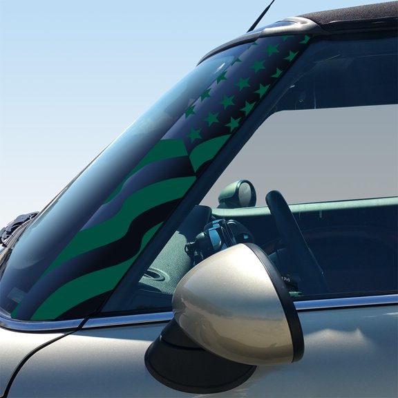 US Flag Pillar Vinyl Decals for 2nd Gen MINI Cooper R55 R56 R57 - Set of 2 - Choose Color - [DARK GREEN]