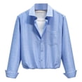 thumbnail image 2 of pstuiky camisa de manga larga para hombre, Camisa lisa de manga larga con solapa y bolsillo para hombre, informal, tipo cárdigan, blusa salir tops m, 2 of 4