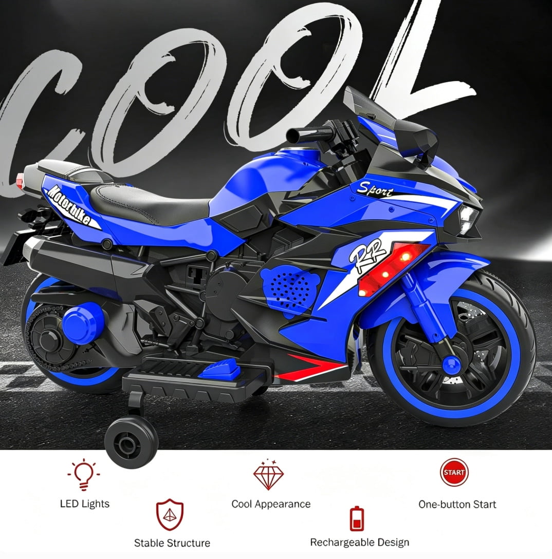 Zogymoz 12V Ride on Motorcycle for Kids, Electric Motorcycle with Remote Control, Powered Ride-ons Toy Gifts