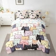 thumbnail image 2 of Manfei Pet Animal Kitten 7-Piece Twin Bedding Sets,Colorful Cartoon Cat Bedding Comforter Set,Pink White Black Sheet Sets For Boys Girls,Lightweight Room Decor Reversible, 2 of 8