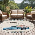 thumbnail image 4 of Round Rug 6Ft Washable Non-Slip, Easter Circle Area Rugs for Living Room Bedroom, Spring Farmhouse Truck Rabbit Eggs Floral Plaid Indoor Floor Mats Carpet Runner for Home Decor Aesthetic, 4 of 8