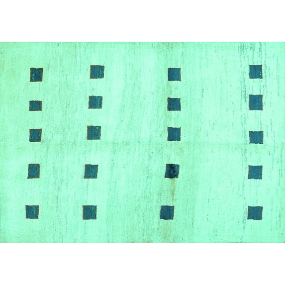 Ahgly Company Indoor Rectangle Solid Turquoise Blue Modern Area Rugs, 7' x 10'