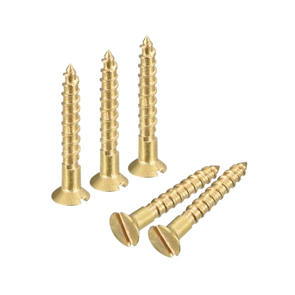 Brass Wood Screws, 25Pcs M1.6 x 12mm Slotted Drive Flat Head Self Tapping Screw Countersunk for Woodworking Furniture