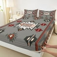 thumbnail image 3 of Homewish Western Boho Aztec Twin Sheet Sets for Men, Rustic Mandala Hippie Twin Fitted Sheet, Grey Brown Abstract Flat Sheet, Super Cozy Room Decor, 3 Pieces, 3 of 7