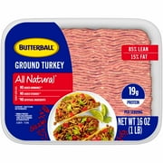 Butterball All Natural 85% / 15% Lean Fresh Ground Turkey, 1 lb. Tray
