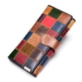 thumbnail image 2 of Cartera de cuero para mujer, gran capacidad, primera capa, bolso de piel de vaca, costuras coloridas, billetera larga de moda, moda, 2 of 4