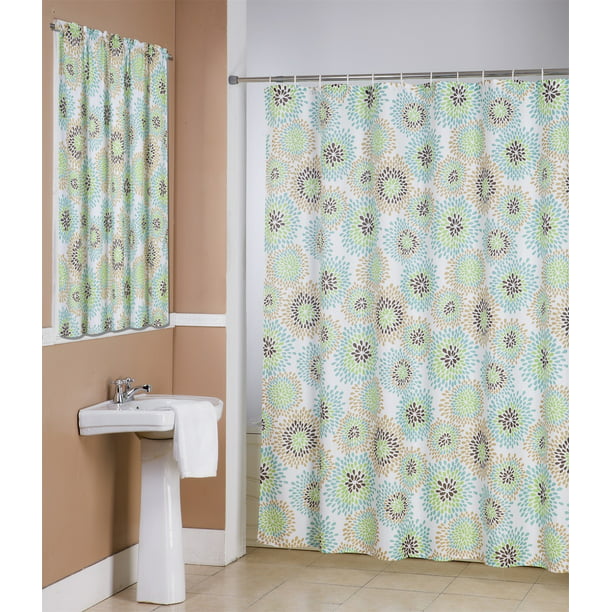 Robin 14 Piece Bathroom Accessories Set, Shower Curtain With Matching Window Curtain