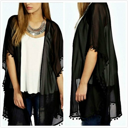 Chiffon Kaftan - Womens Boho Lace Floral Crochet Chiffon Cardigan Coat Jacket Kimono Shirt Kaftan