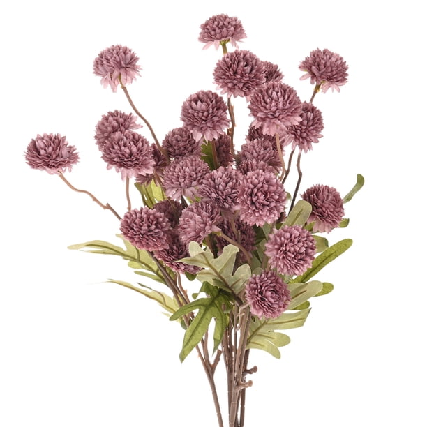 Uxcell 6 Paquetes de Flores de Bola de Crisantemo Artificial de 20.08 pulgadas 5 cabezas Ramo de Crisantemo de Seda Marrón Oscuro