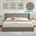 thumbnail image 6 of King Bed Frame with Storage, Upholstered Platform Bed with Lift up  System, Linen Fabric Wingback Headboard, Wood Slats Support, Easy Assembly, No Box Spring Needed, Brown, 6 of 10