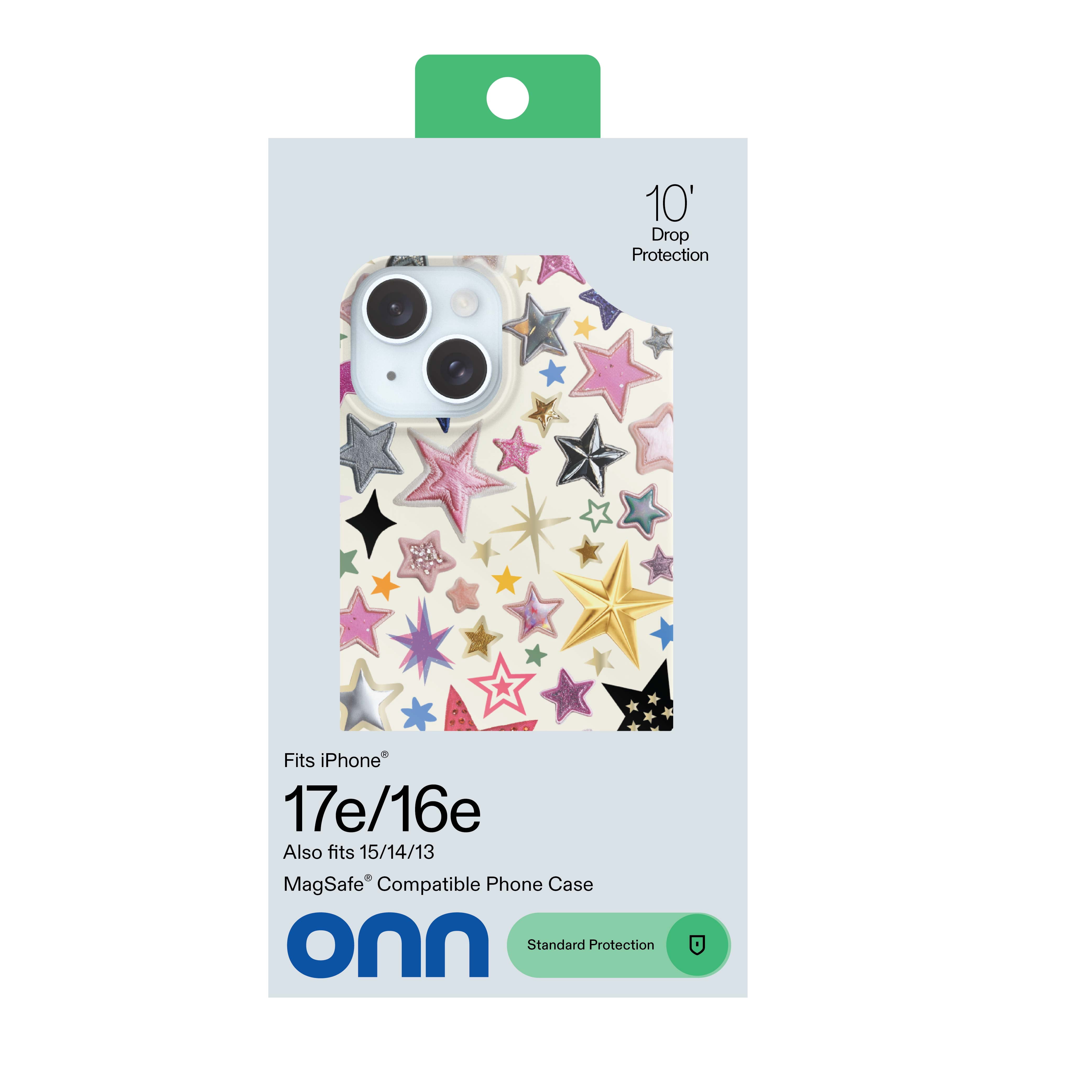 onn Phone Case for iPhone 17e / 16e / 15 / 14 / 13, MagSafe Compatible - Multicolor Stars