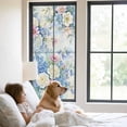 thumbnail image 2 of Blue Spring Floral Window Privacy Film, Pink Flowers Elegant Botanical Farmhouse Static Cling UV Sun Blocking Tint Film Heat Control Windows Films for Bedroom Bathroom, Window Stickers 29.5"x78.7", 2 of 7