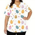 thumbnail image 3 of Fabrcox S-5XL Bunny Egg Hunt Print Holiday Womens Scrubs Tops V Neck Short Sleeve Easter Nurse Uniform with Pocket, 3 of 5