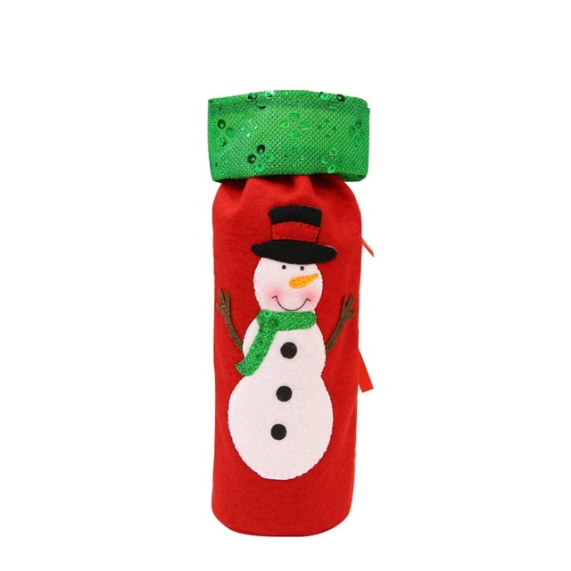 adviicd Glitter Embroidered Christmas Wine Bottle Bag Santa Snowman And Reindeer Design For Wine Gifting And Table Decoration In Hotels And Restaurants