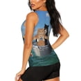 thumbnail image 3 of Balery Two Brave Cats Are Floating On The Sea Iceberg Camiseta sin mangas estampada ligera para mujer, tops de entrenamiento sin mangas, camisetas de yoga transpirables de secado rápido.-XX-Large, 3 of 7
